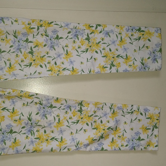 Calvin Klein White Yellow Tropic Floral Skinny Ankle Jeans Pants Mid Rise Size 6 - Picture 5 of 16